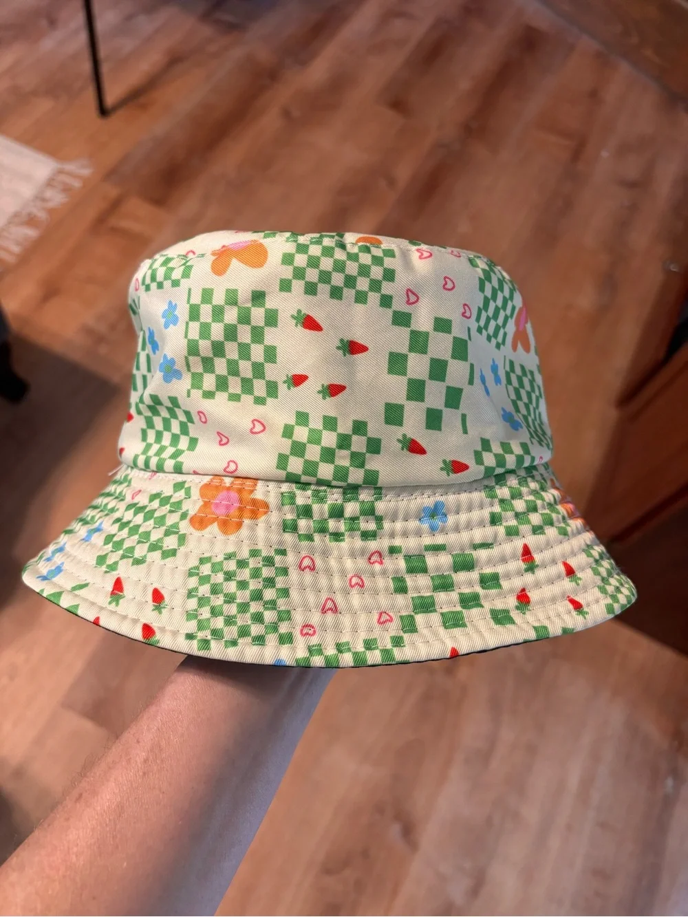 Floral Checkerbucket Hat — Green & Orange Print floral throwback **2 for 20**